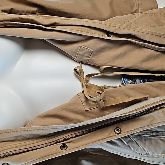 Talbots Stretch Twill Khaki Tan Cinch Waist Zip & Snap Front Field Jacket - Picture 9 of 16